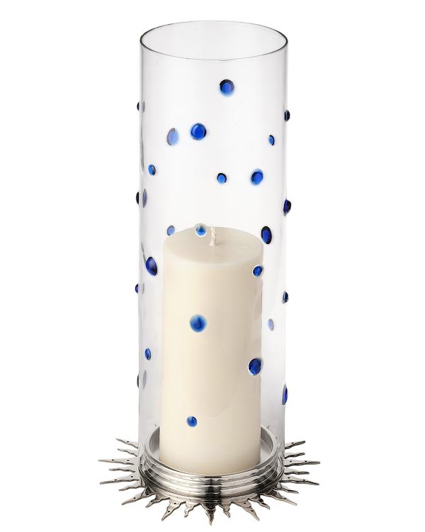 Embellished Glass Hurricane, Lapis