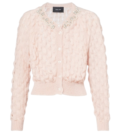 Embellished mohair-blend cardigan