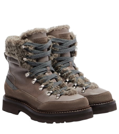 Shearling-lined leather ankle boots