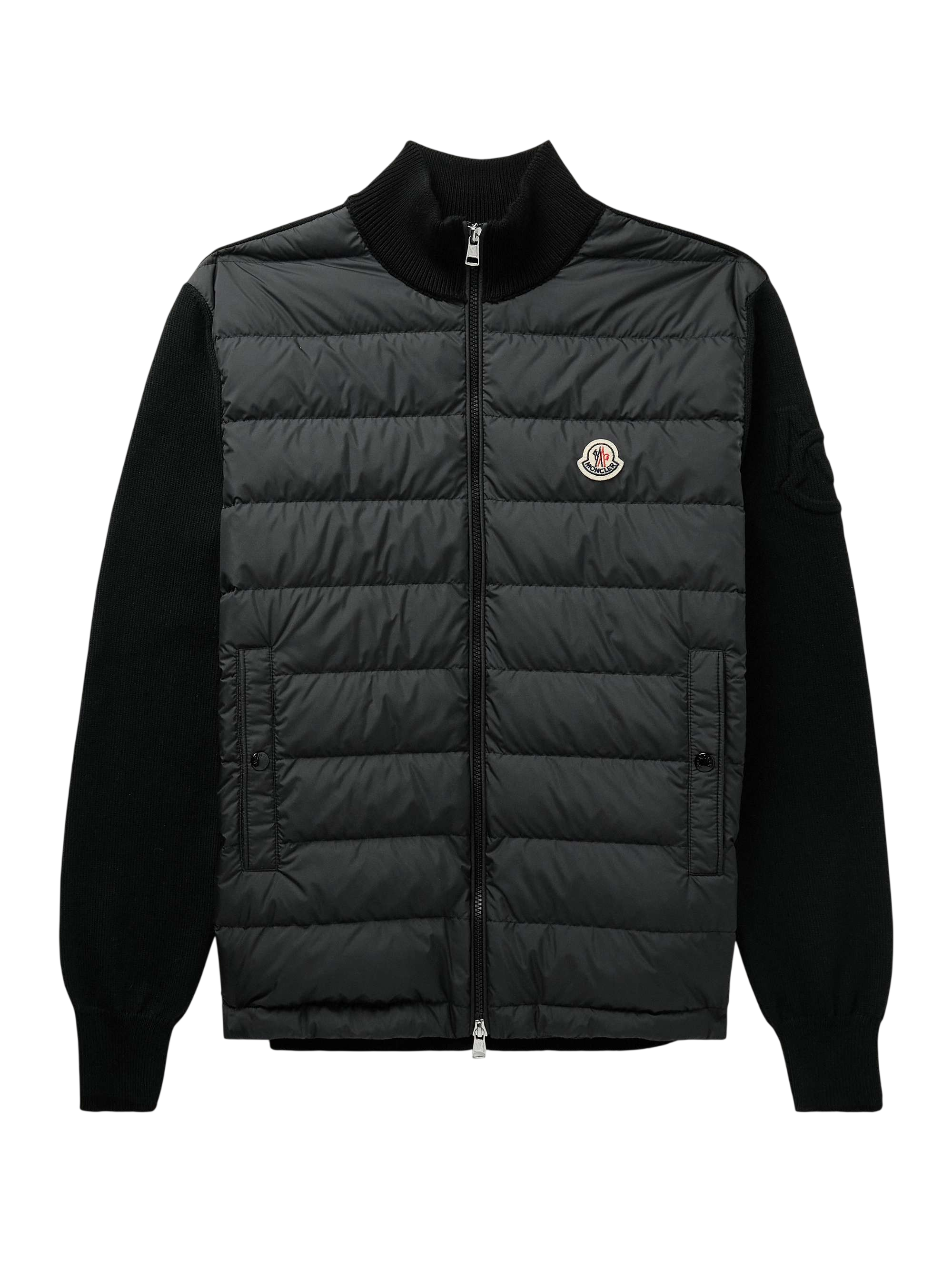 Panelled Cotton and Quilted Shell Down Zip-Up Cardigan