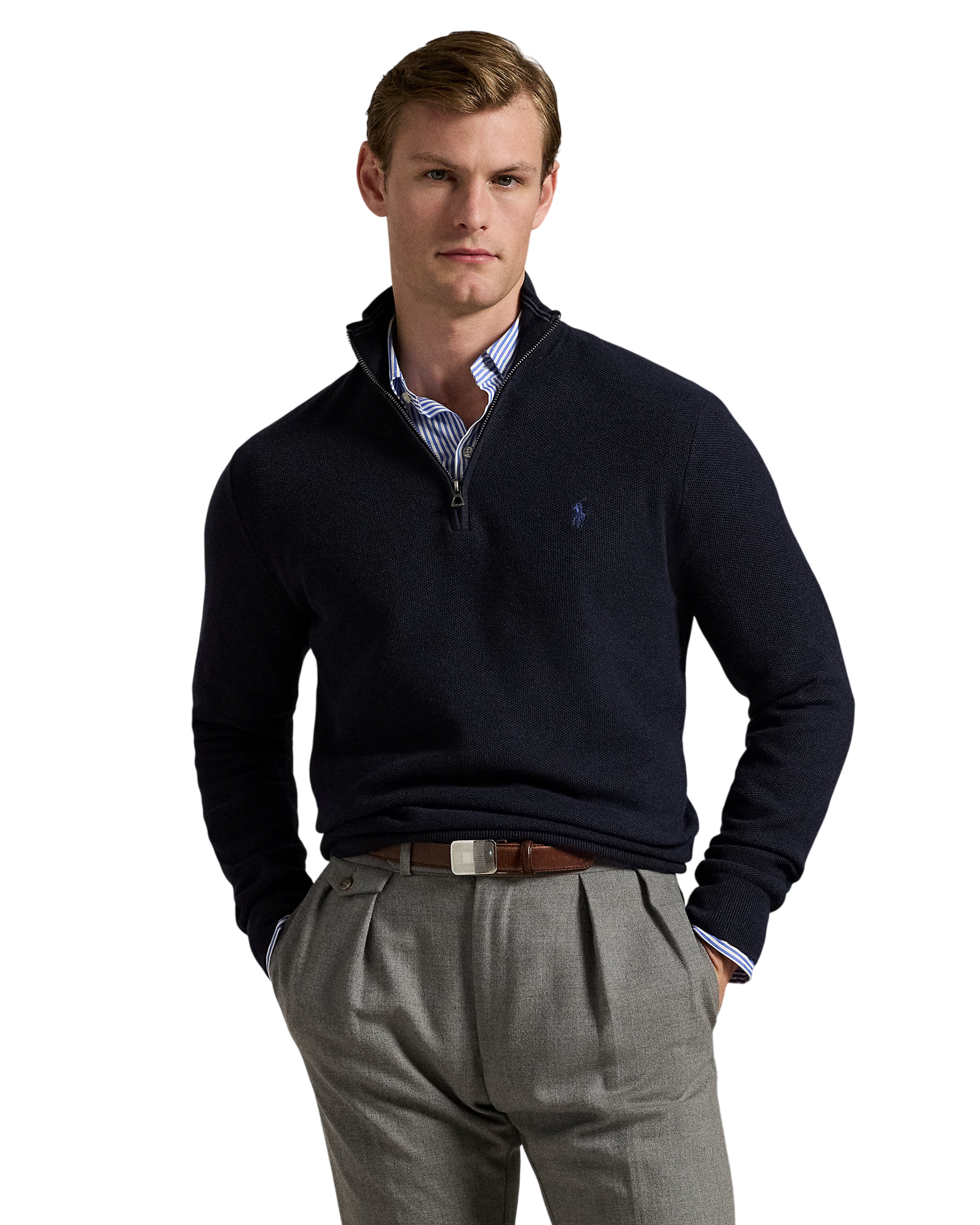 Mesh-Knit Cotton Quarter-Zip Sweater | Ralph Lauren