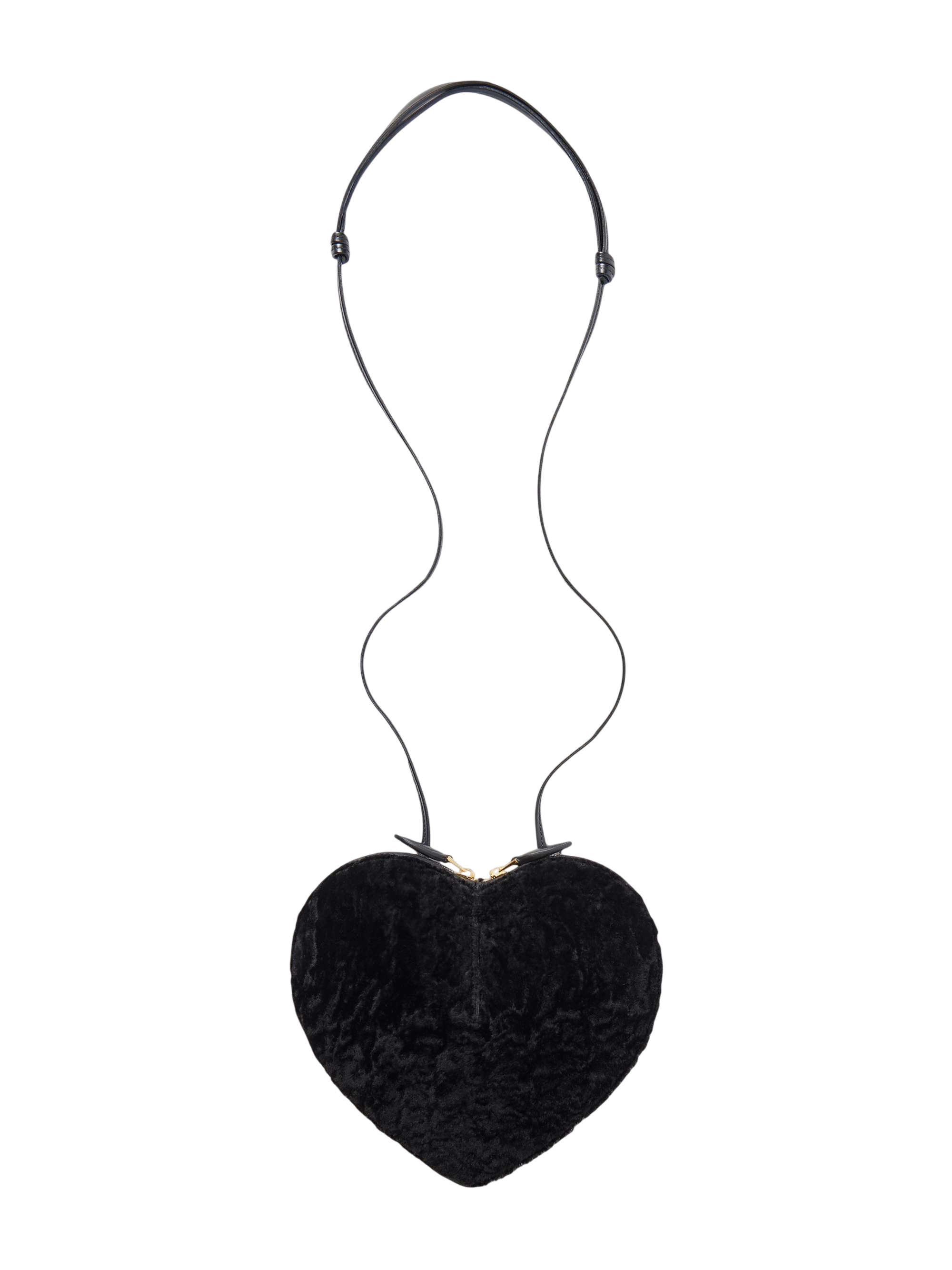 Le Coeur leather-trimmed shearling shoulder bag - black - One Size