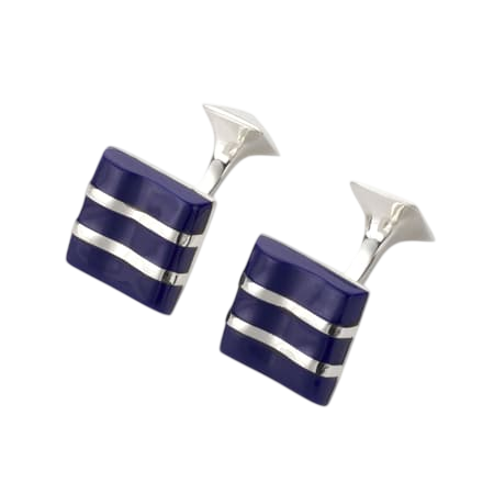 Wave Sterling Silver & Lapis Cufflinks