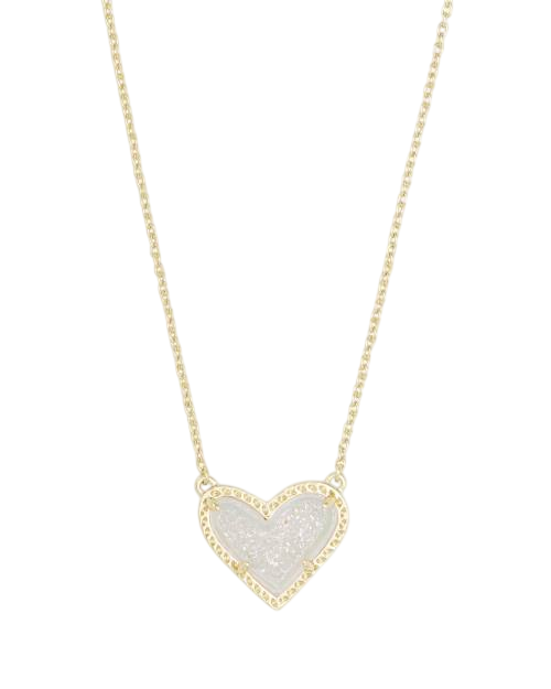 Ari Heart Gold Pendant Necklace in Iridescent Drusy