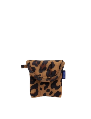 Puffy Leopard-Print Woven Earbuds Case
