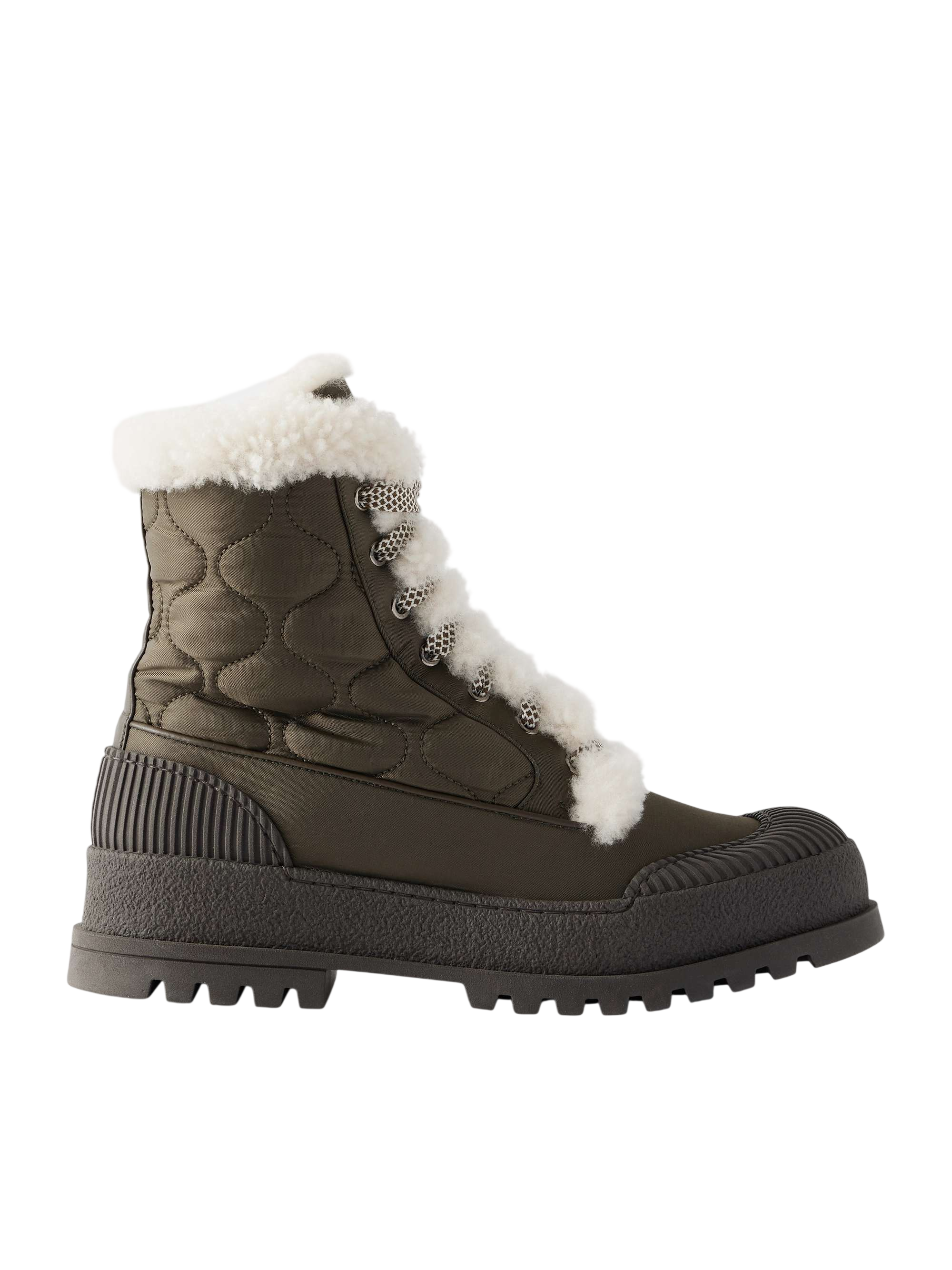 Glacier shearling-lined quilted nylon and leather ankle boots
