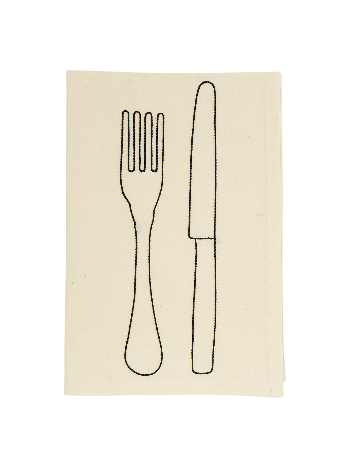 Knife & Fork Hand-Embroidered Linen Napkins (Set of 4)