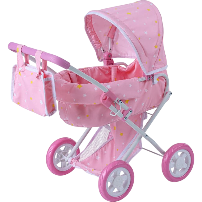 Stars Princess Deluxe Baby Doll Stroller, Pink/White