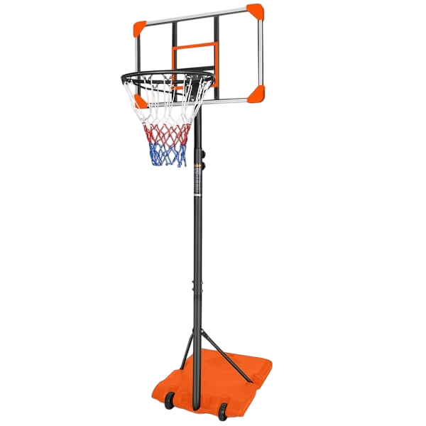 Roomfitters Portable Basketball Goal System with Stable Base and Wheels, Adjustable Height 5.6-7ft for Indoor Outdoor