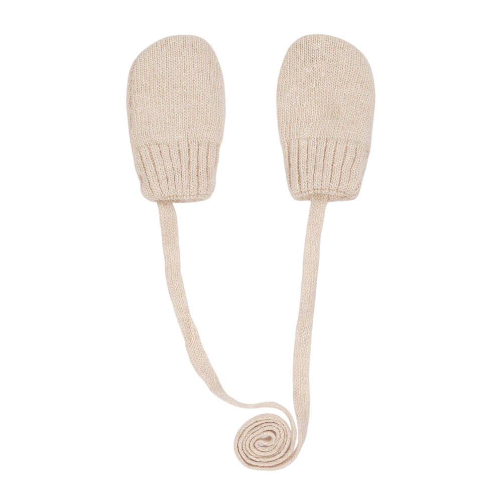 Light Beige Knitted Baby Mittens