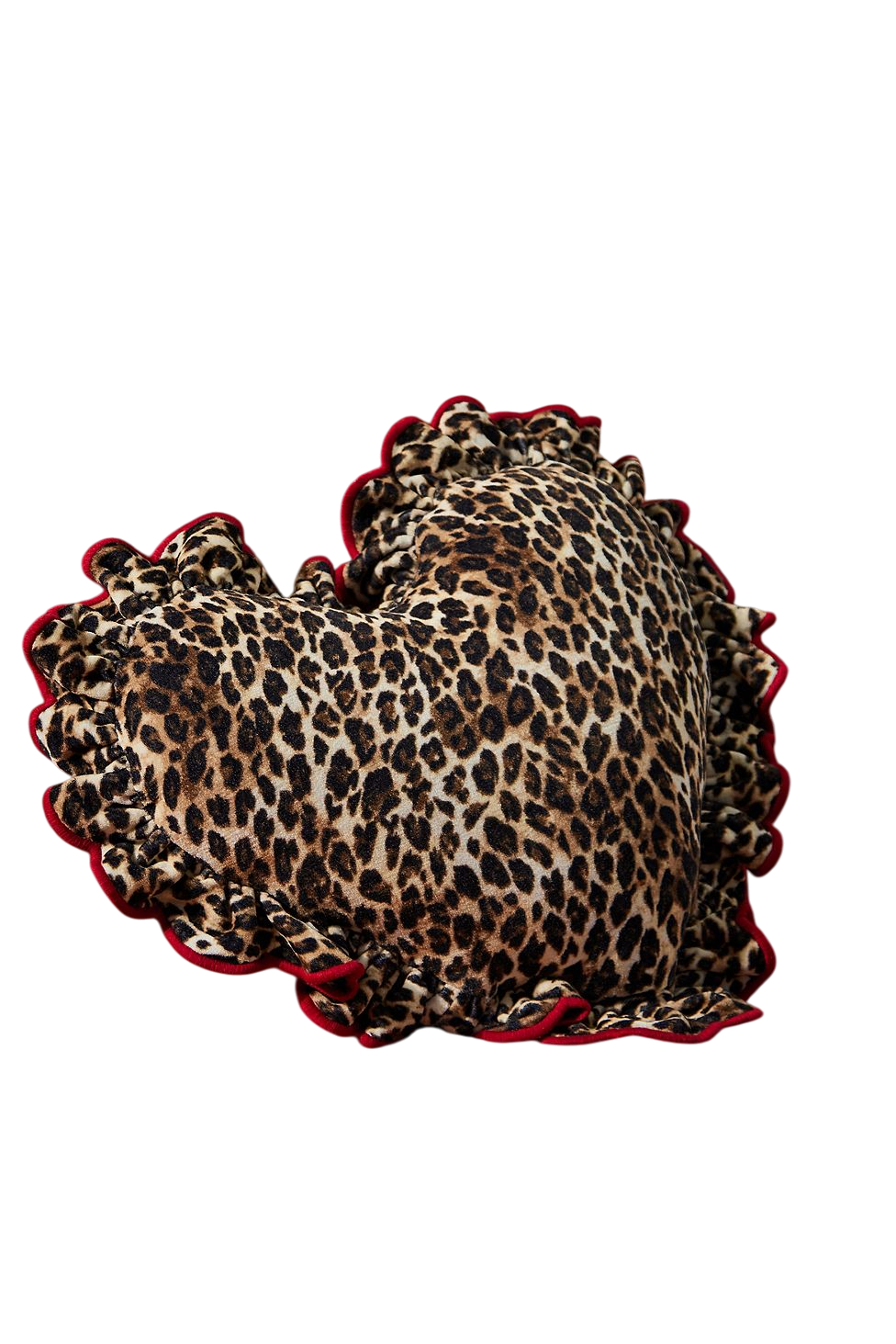 Leopard Ruffle Heart Cushion
