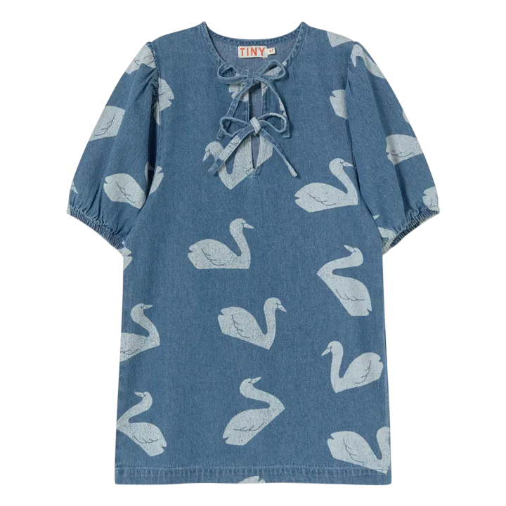 Denim Swans Dress | Blue