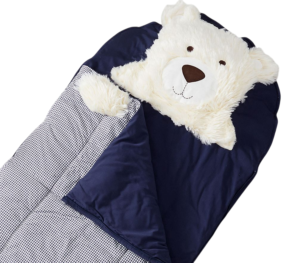Bear Gingham Shaggy Head Sleeping Bag