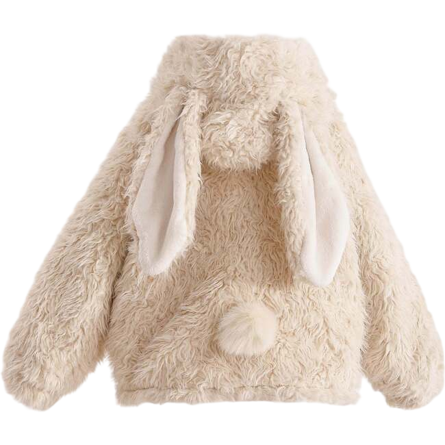 Bunny-Eared Fuzzy Jacket, Cream