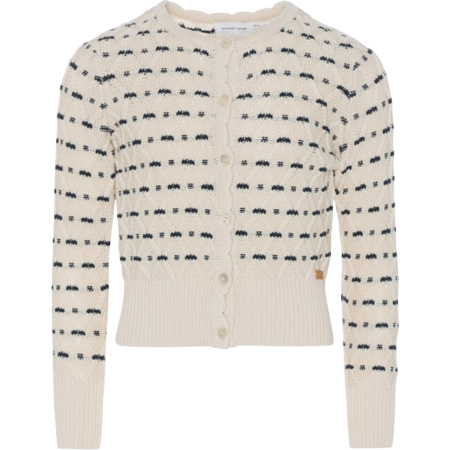 Stripe Floral Cardigan Vanilla