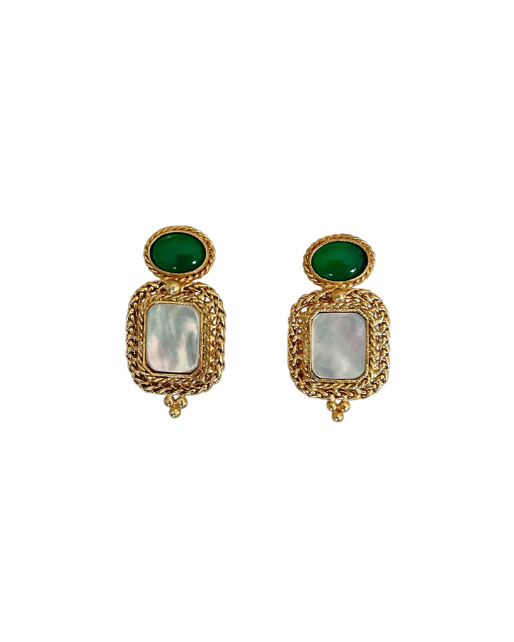 Emerald & Mop Anjali Earrings