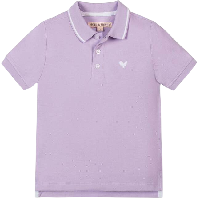 Organic Short Sleeve Knit Pique Polo Shirt, Lavender