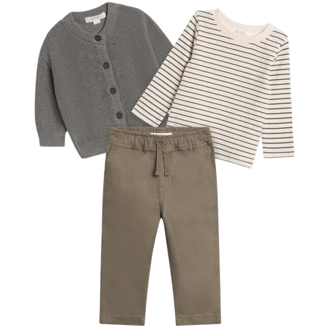 Organic Winter Layers 3 Piece Bundle Olive Stripe