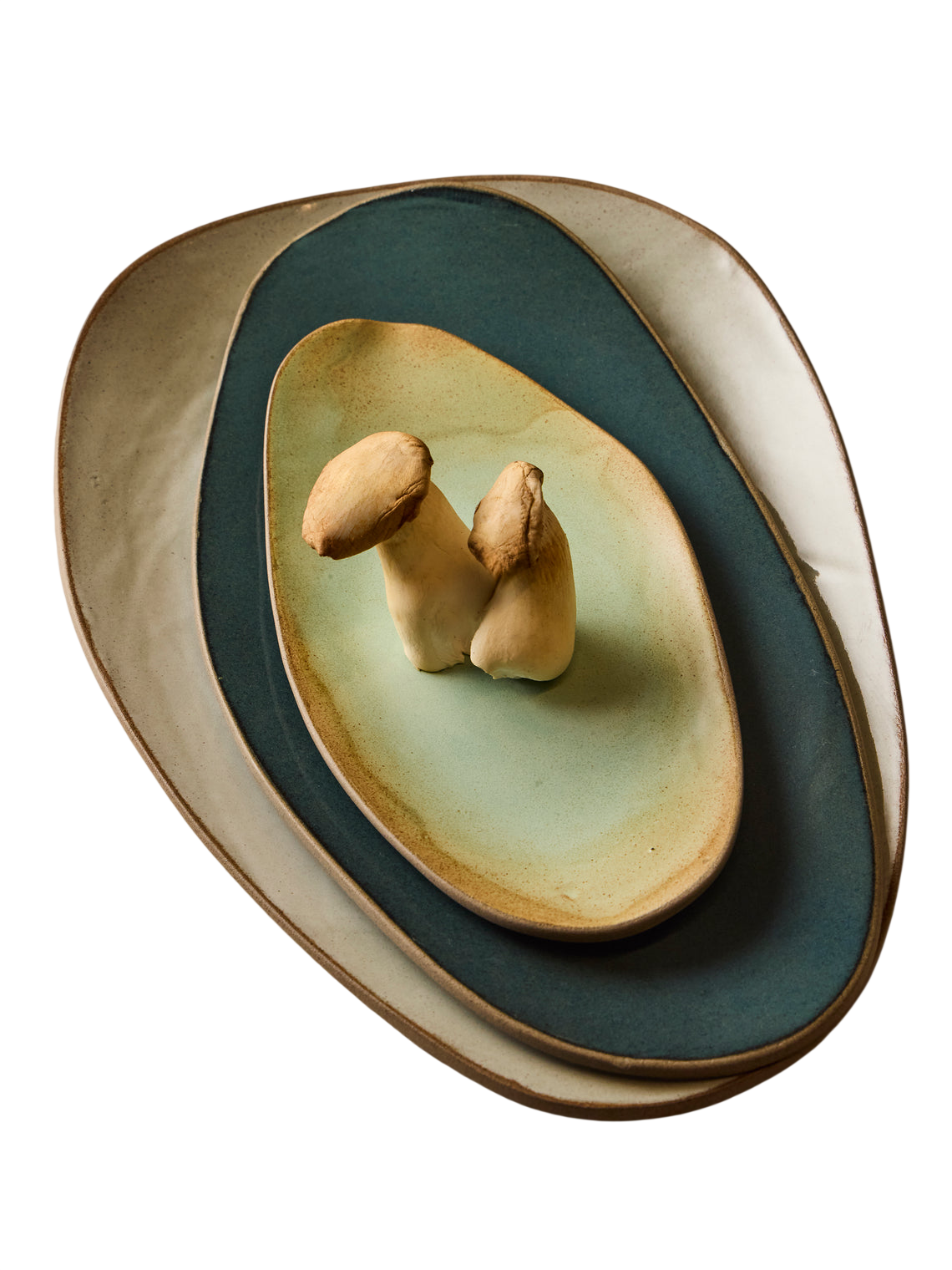 Hand-Built Stoneware Mixed Platters (Set of 3)