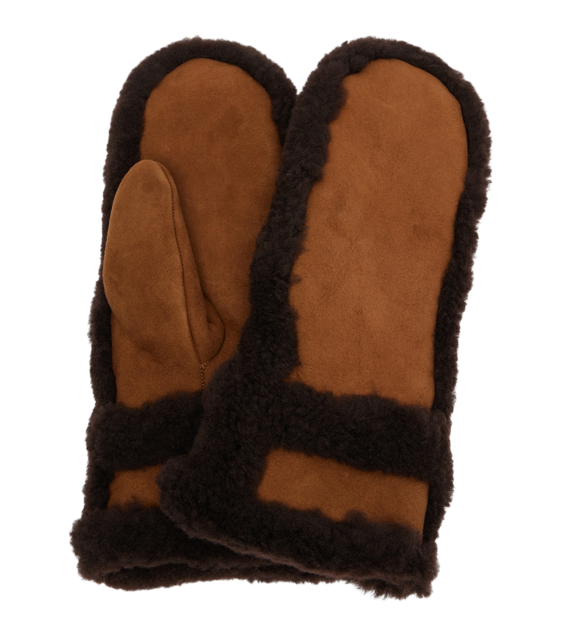 Shearling-trimmed leather mittens