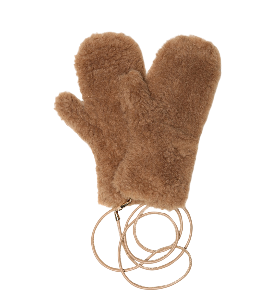 Ombrato camel hair and silk mittens
