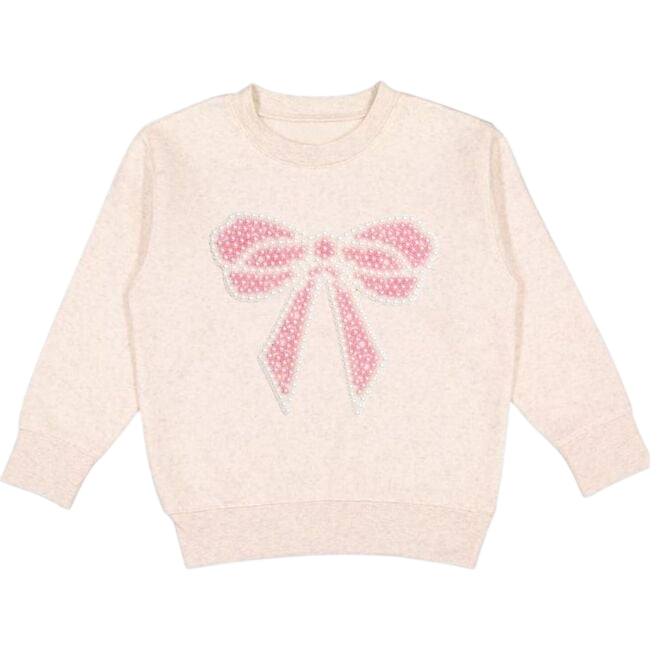 Pearl Bow Patch Sweatshirt, Natural