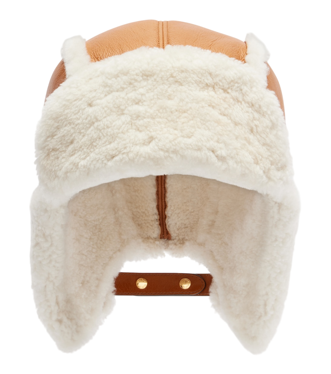 Shearling-trimmed leather hat