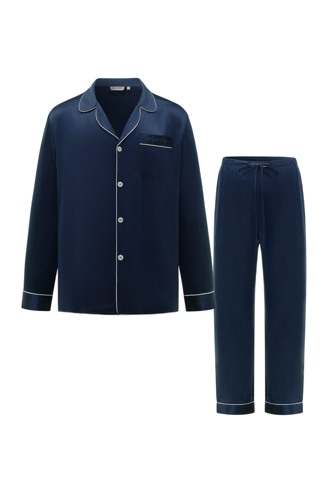 Men's Essentials Silk Pajamas - French Navy