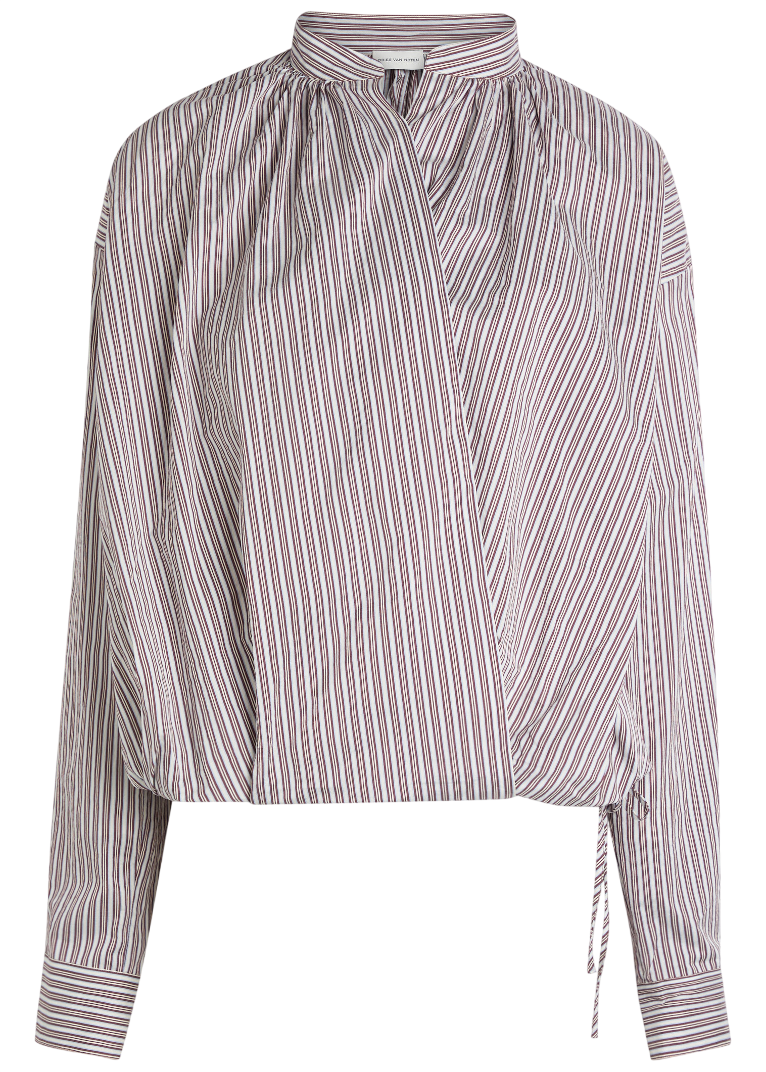 Cenver striped cotton-blend wrap blouse