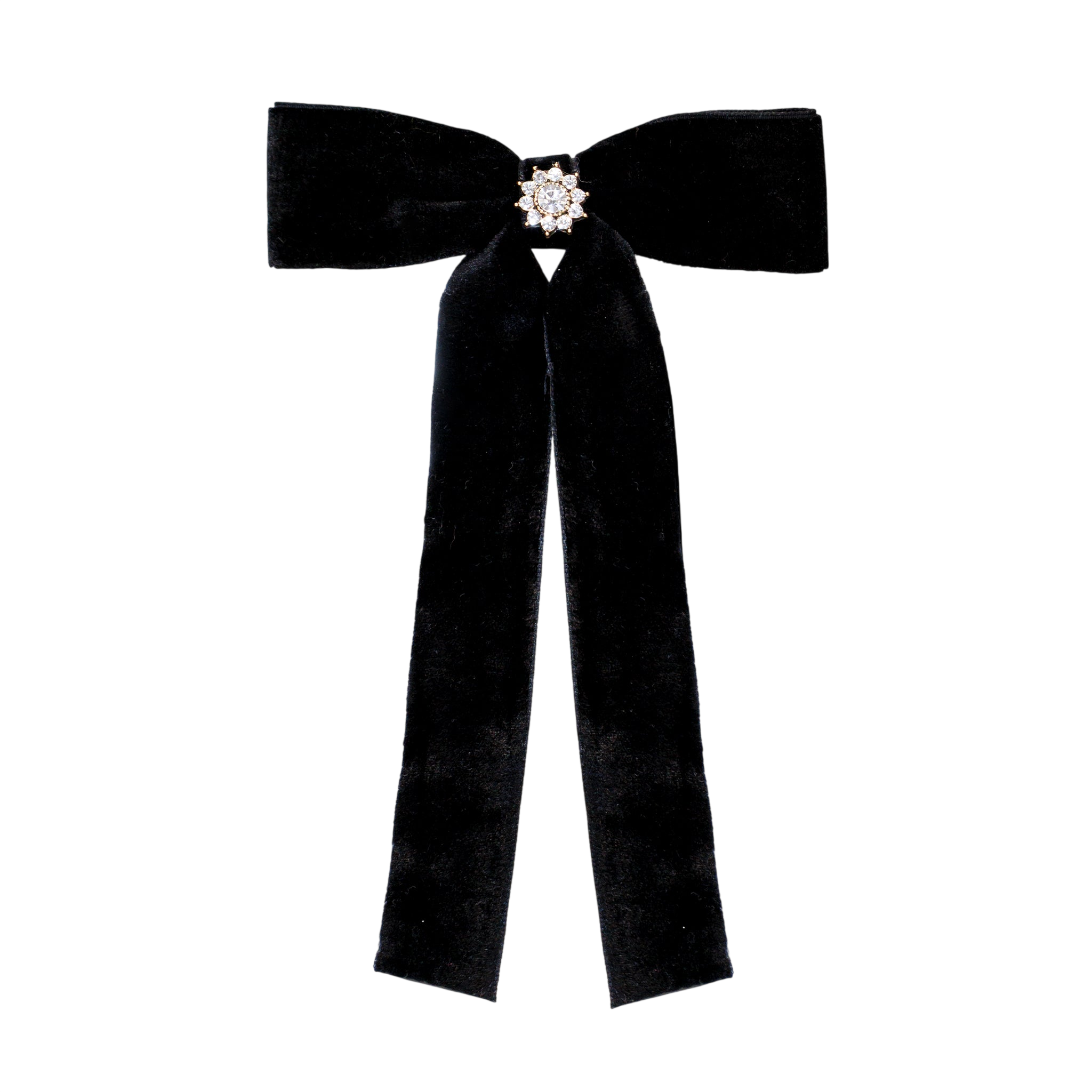 Iconic Velvet Bow Barrette in Noir