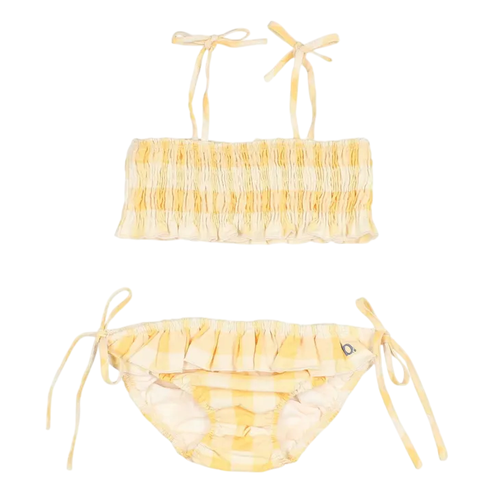 Vichy Seersucker Organic Cotton Swimsuit | Yellow