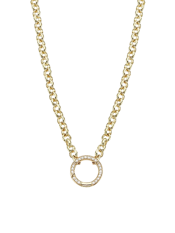 14K Yellow Gold & 0.16 TCW Diamond Rolo-Chain Necklace