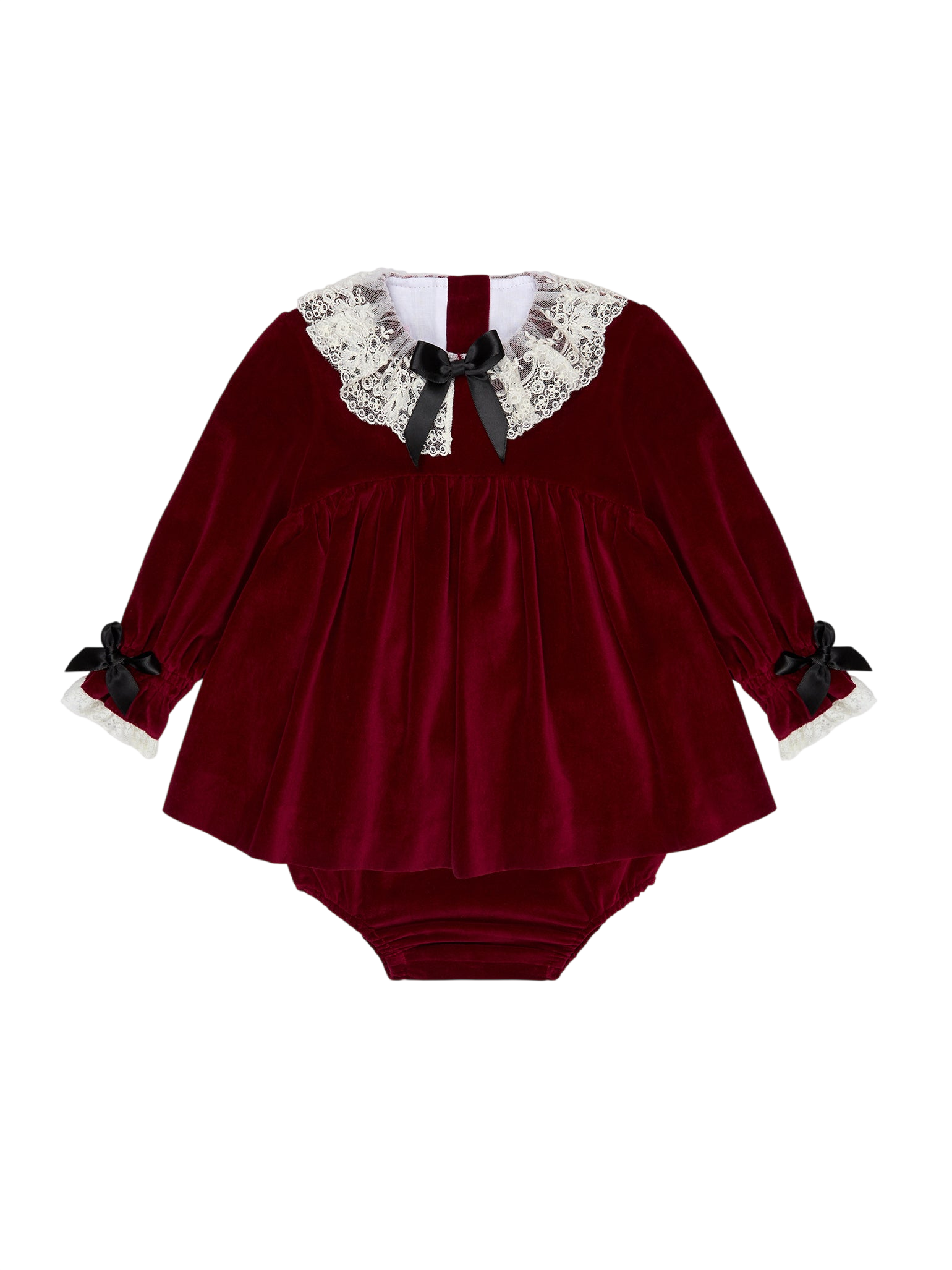 Burgundy Eva Velvet Baby Girl Set