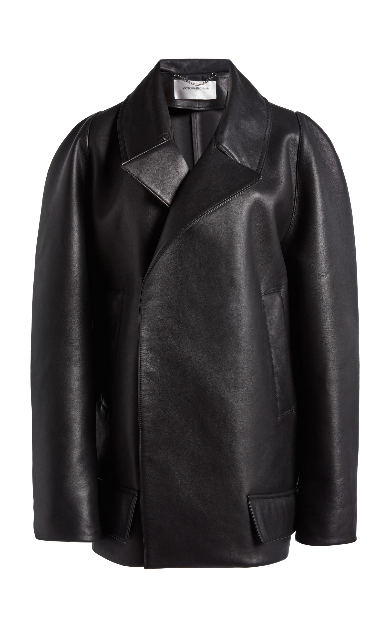 Oversized Leather Peacoat