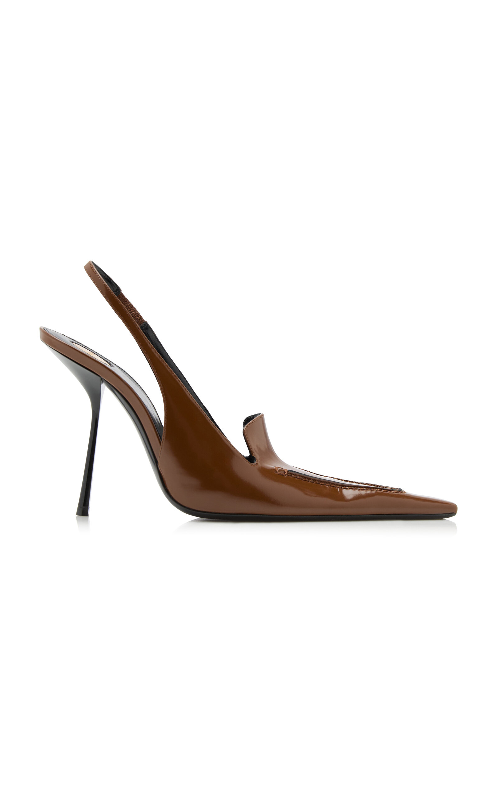 Voltaire Glazed-Leather Slingback Pumps