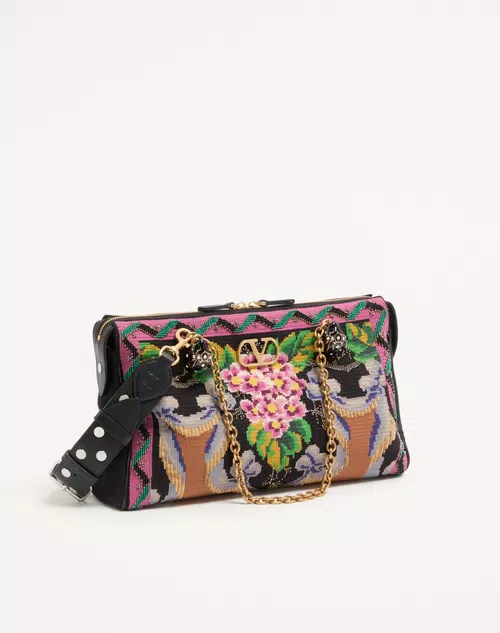 Valentino Garavani Panthea Medium Embroidered Shoulder Bag