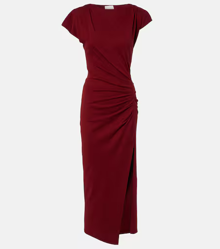 Nadela gathered cotton jersey midi dress