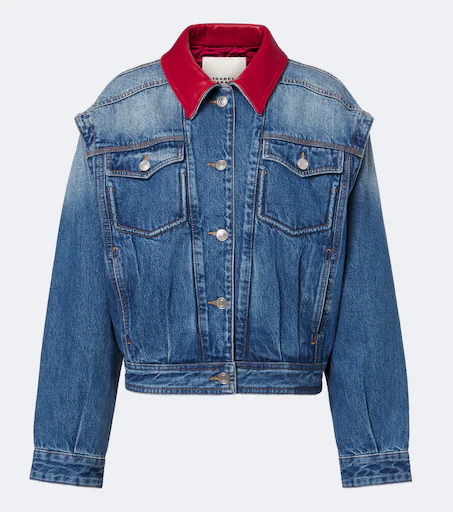 Devyn leather-trimmed denim jacket