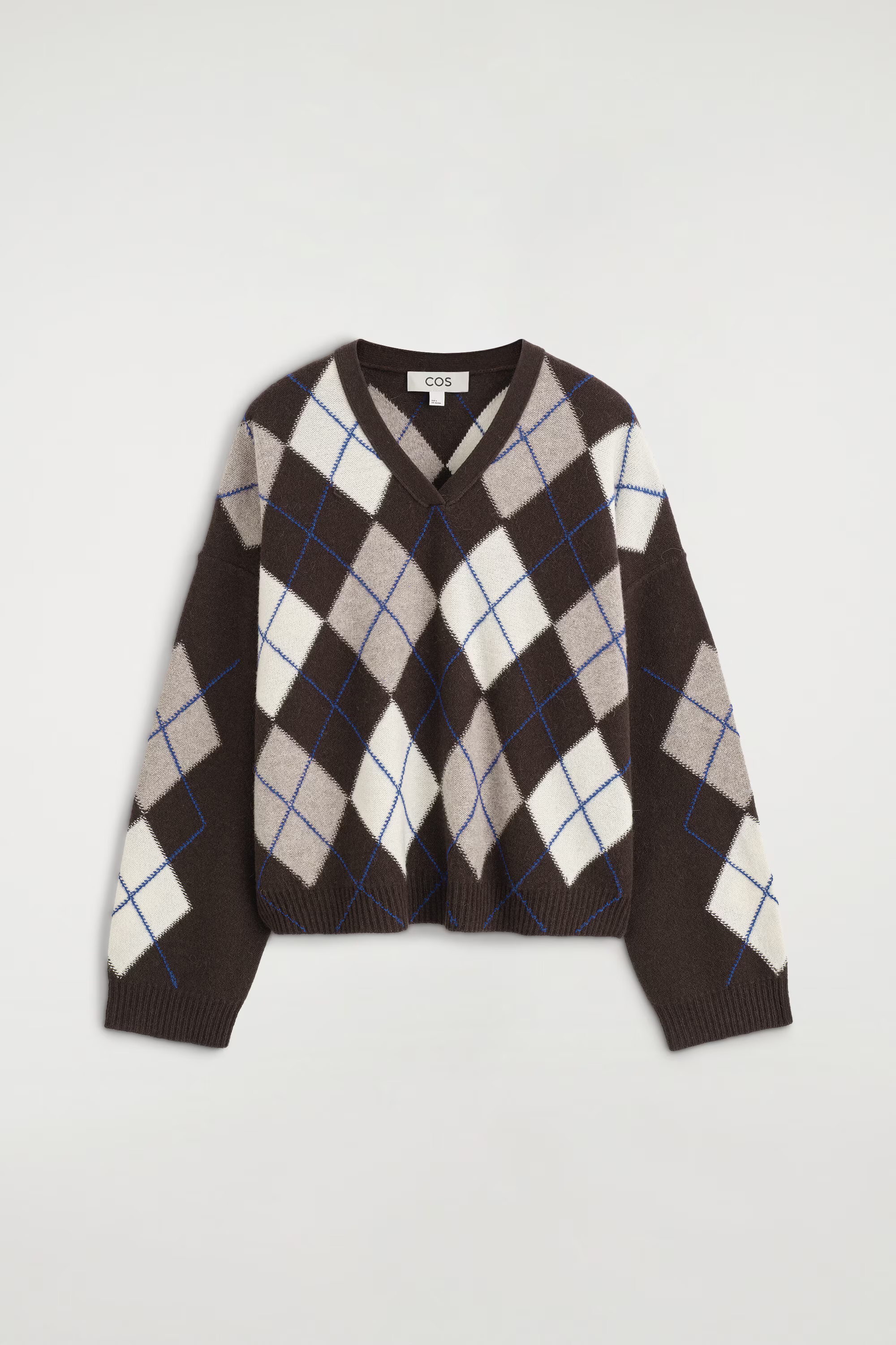 ARGYLE WOOL-ALPACA V-NECK JUMPER