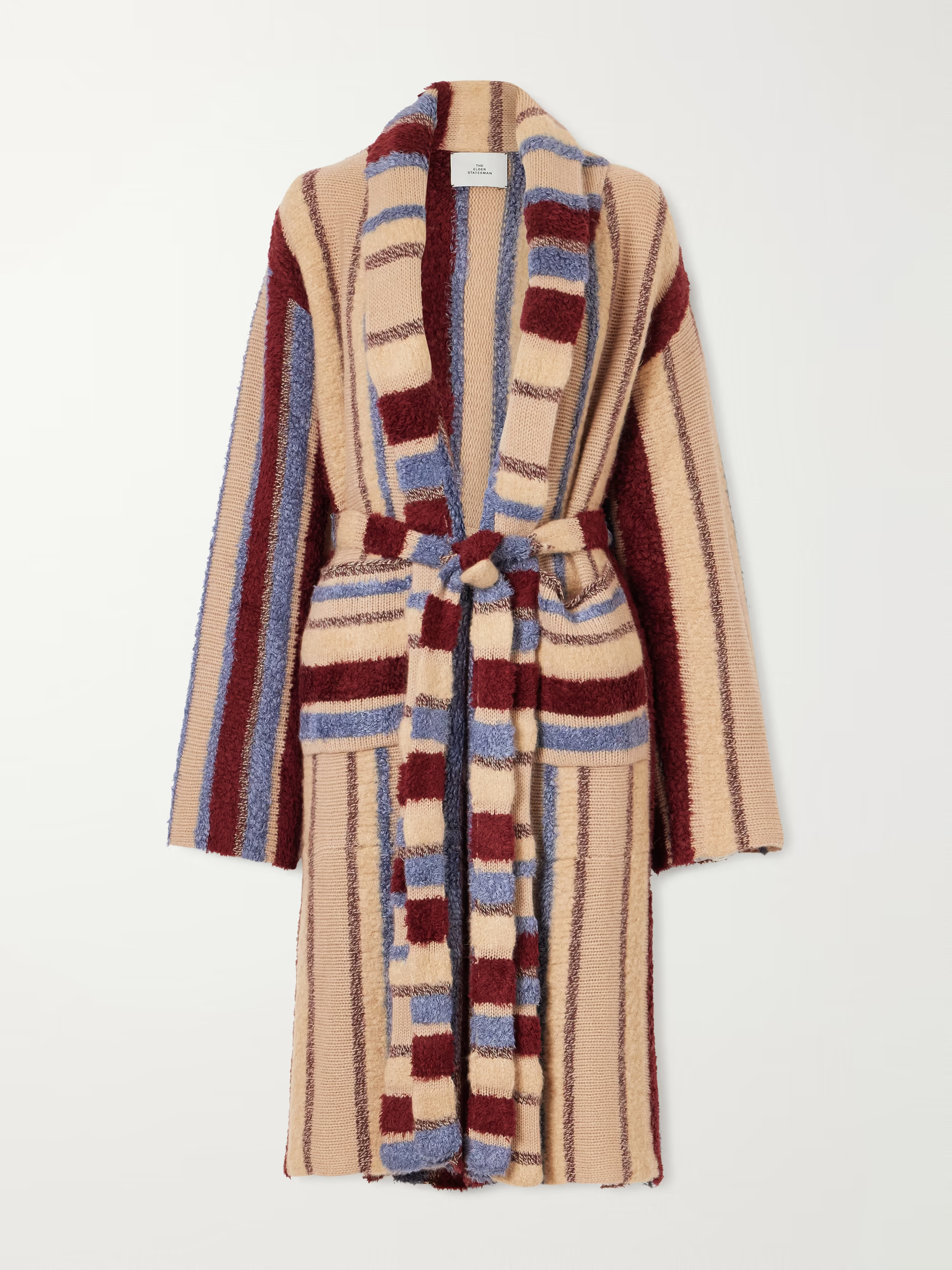 Striped cashmere and silk-blend robe - multi - One Size