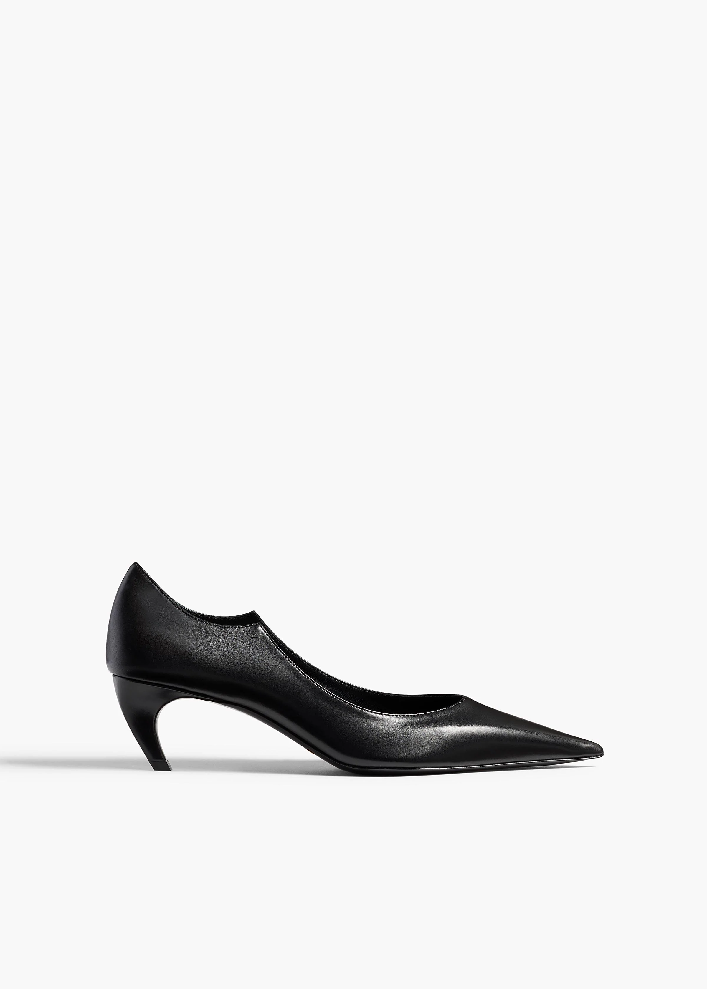 Valerie Low Pump in Black Glazed Leather
