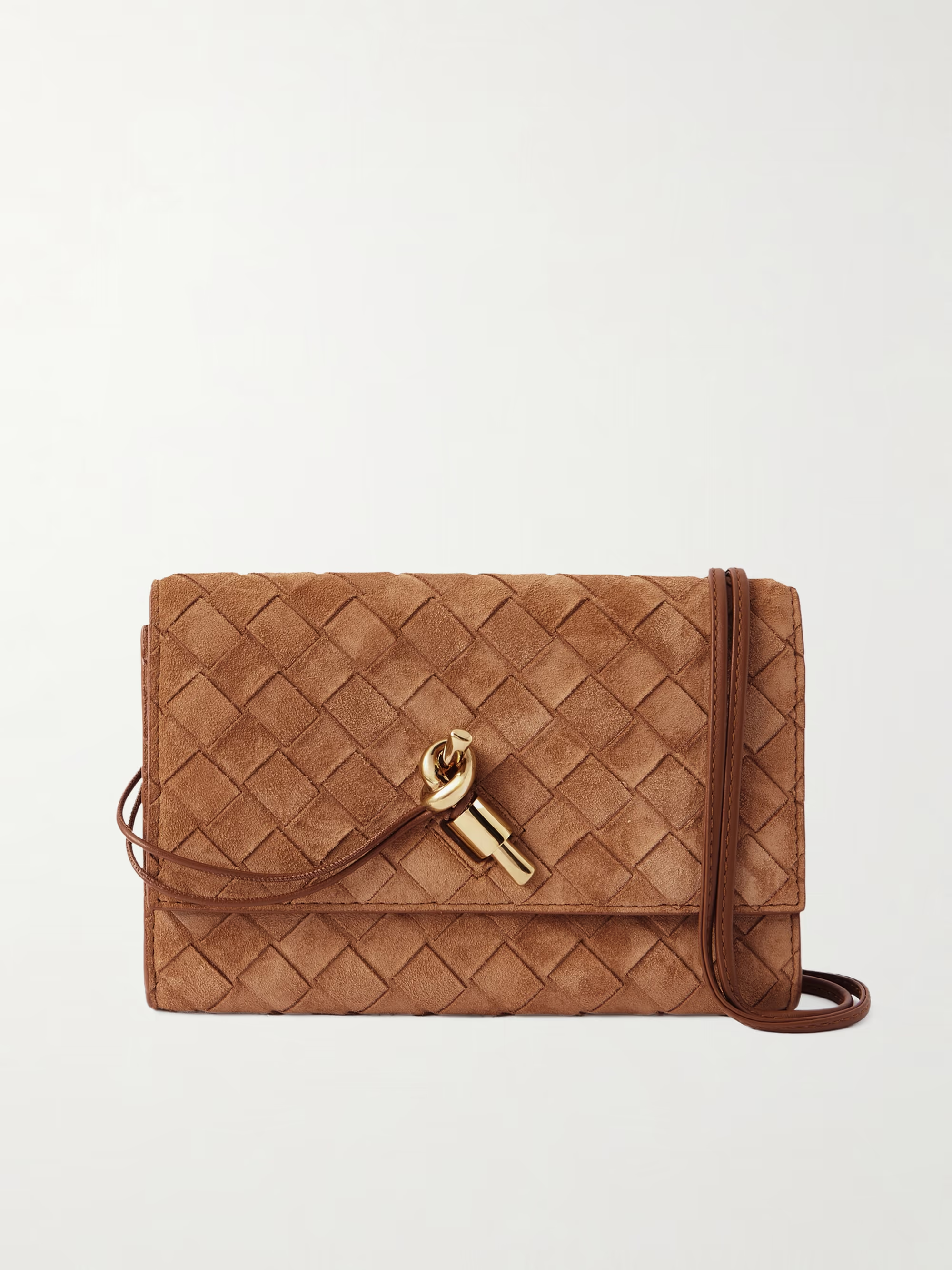 Andiamo small Intrecciato suede shoulder bag - tan - One Size
