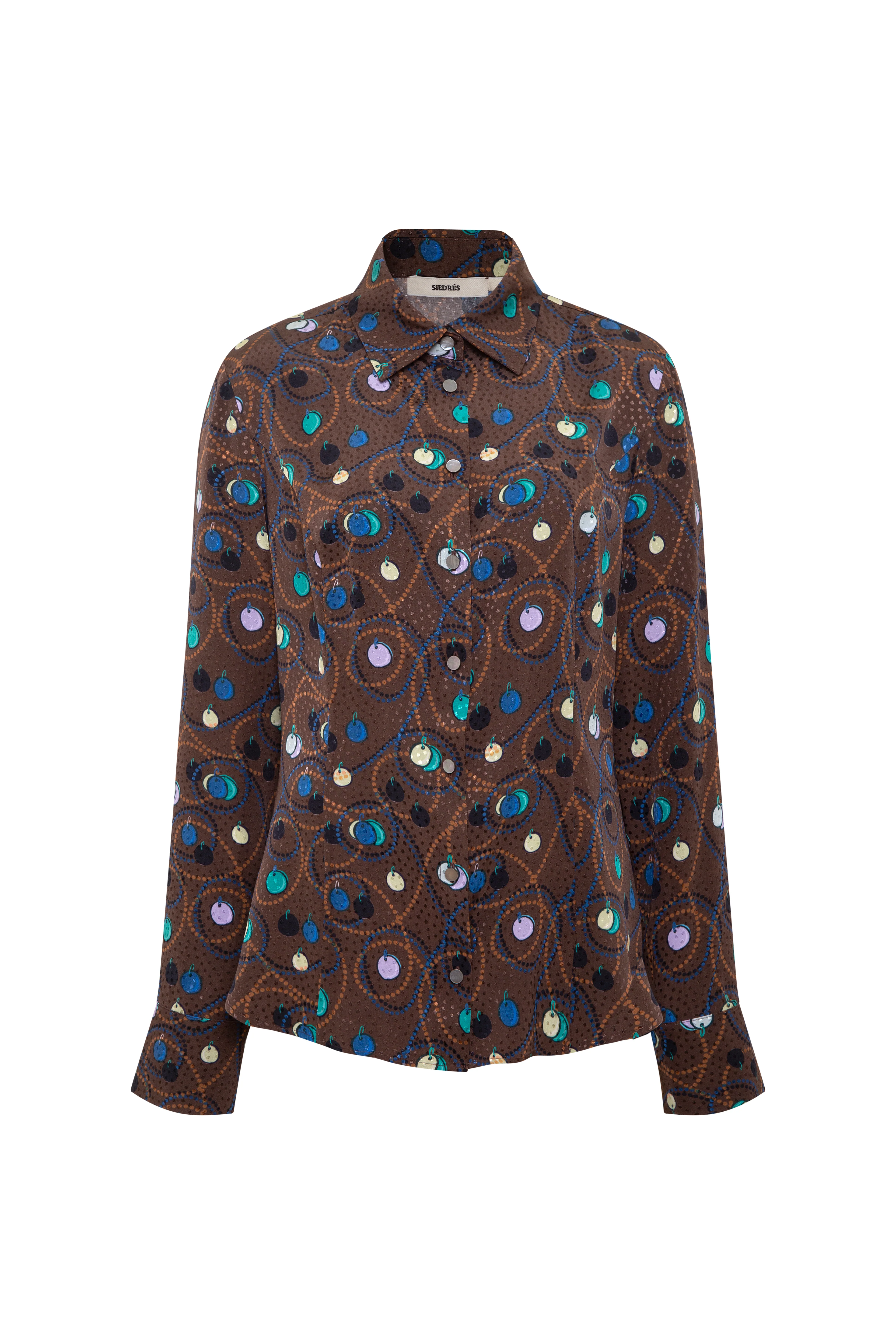 SIMONE - Printed satin button-up blouse