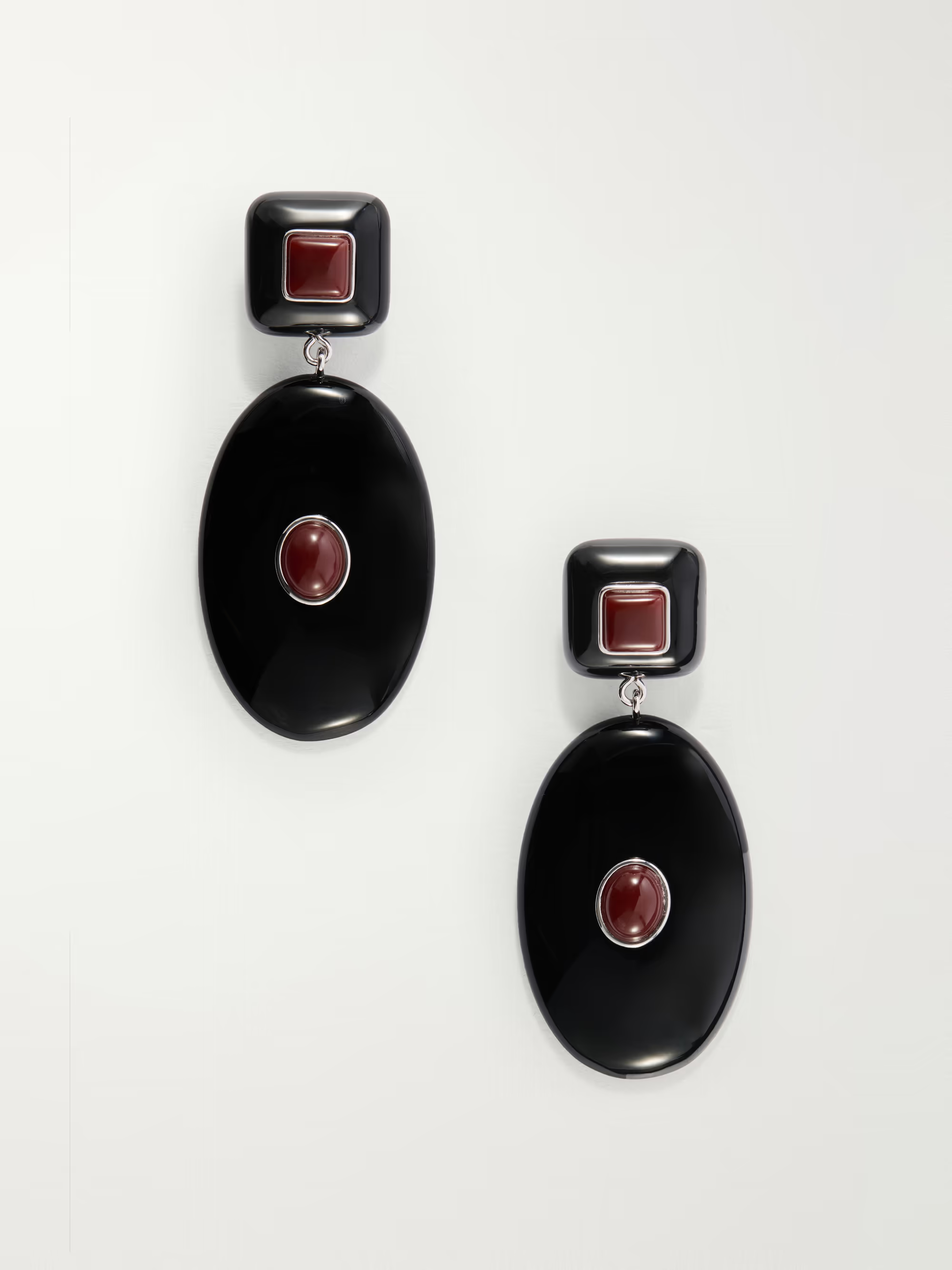 Pantheon rhodium-plated resin carnelian earrings - black - One Size