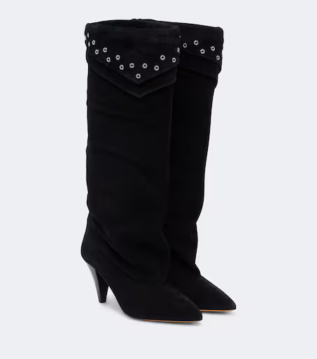 Lezra embellished suede knee-high boots