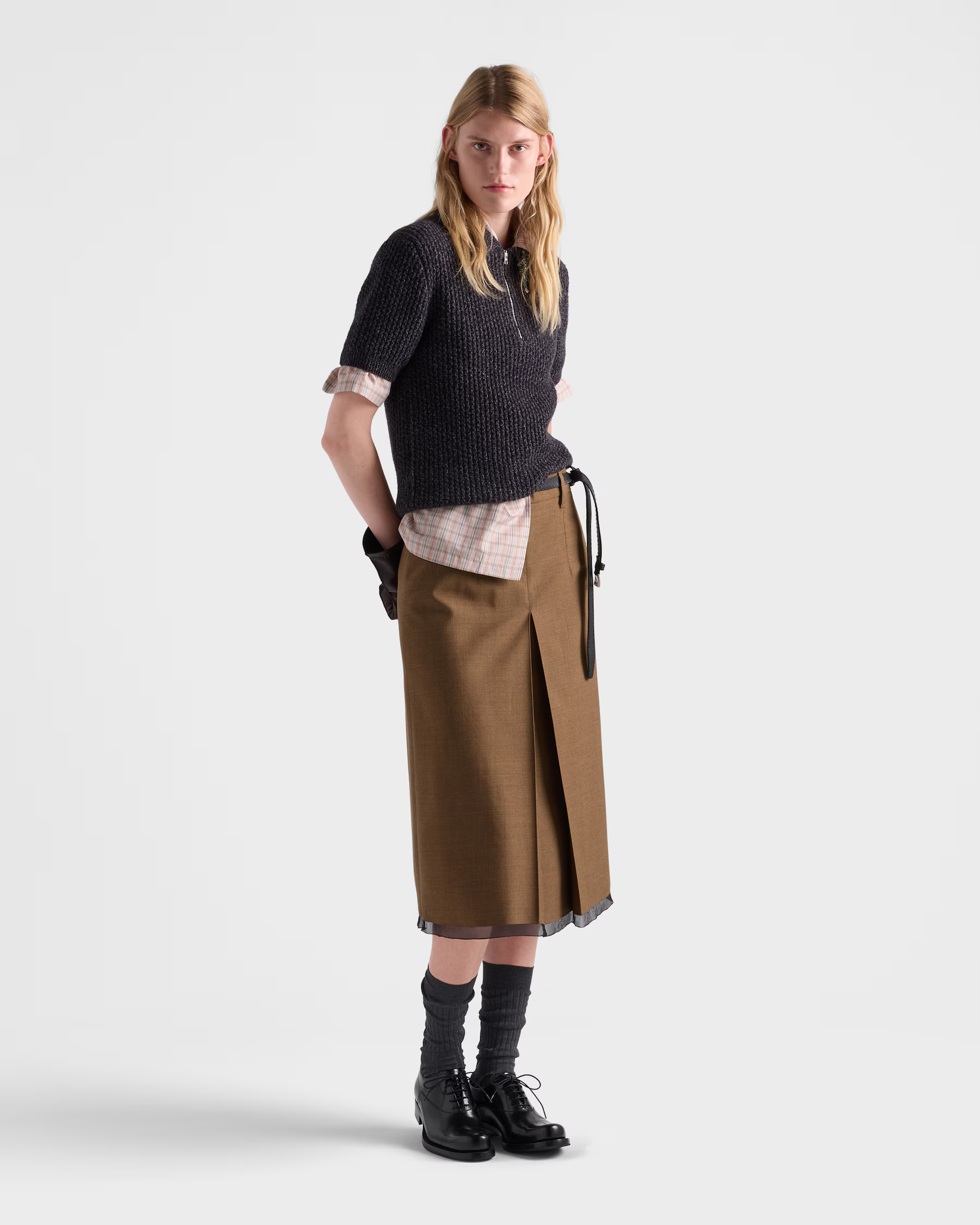 Wool midi-skirt