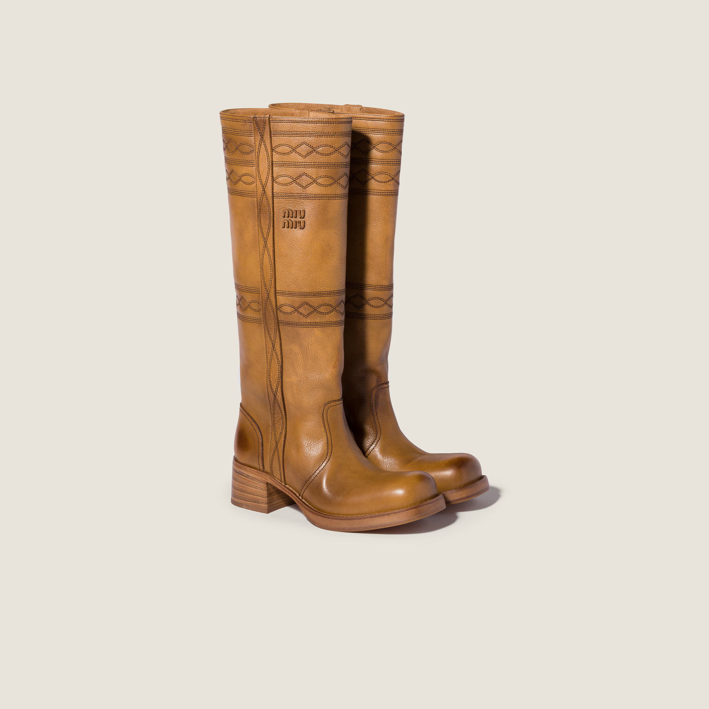 Embroidered leather boots