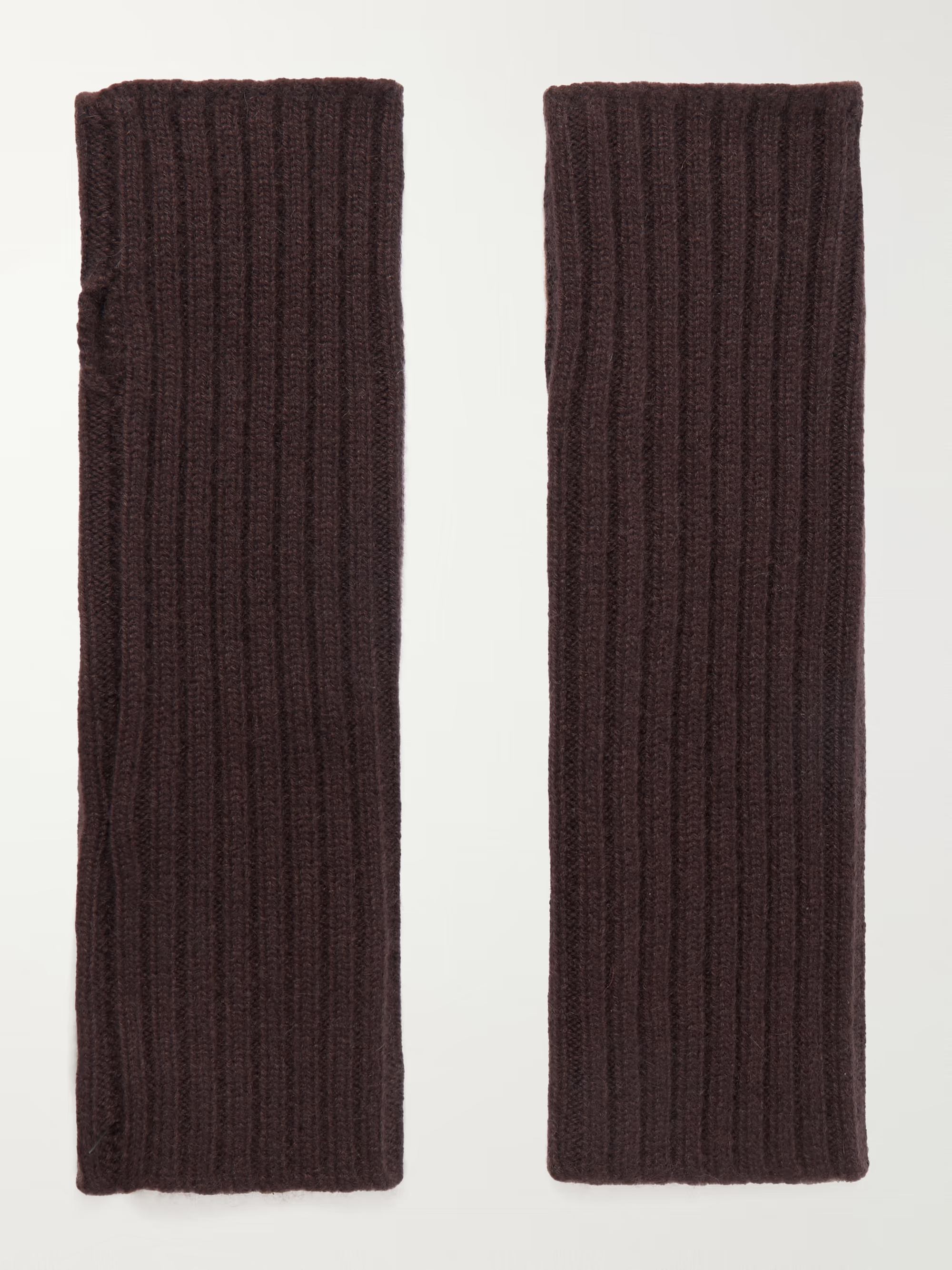 YVES SALOMON Ribbed cashmere fingerless mittens