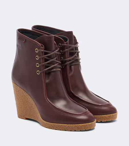 Cylia leather wedge ankle boots