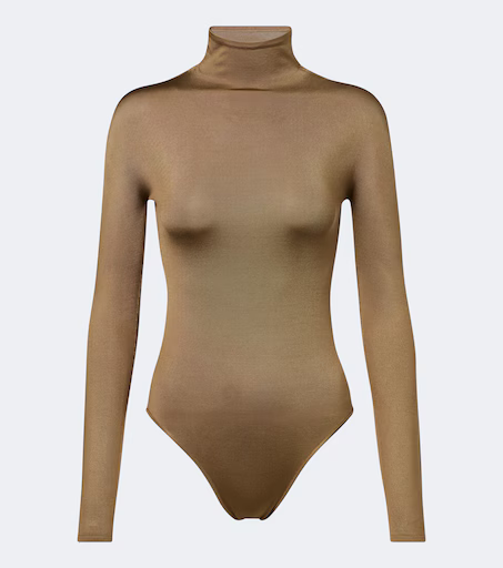 Turtleneck silk-blend bodysuit